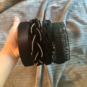 SET OF 4 NEW BLACK HEADBANDS